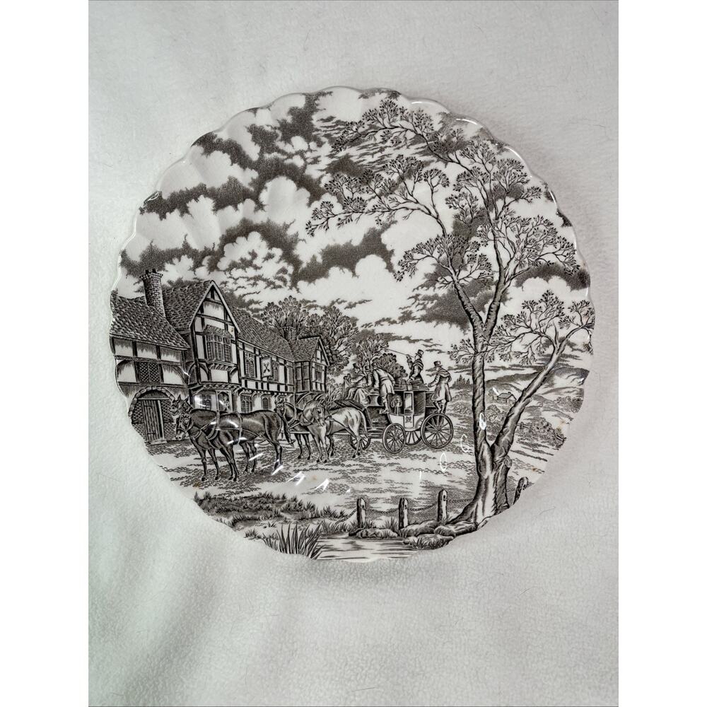 Vtg Royal Mail Fine Staffordshire Ironstone Horse Carriage Dinner Plate England